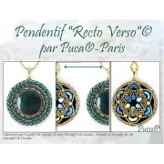 Cabochon rond en verre par Puca® 25 mm - Jet Silver x1