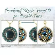Cabochon rond en verre par Puca® 25 mm - Jet Capri Gold x1