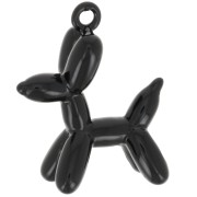 Breloque chien ballon 20x16 mm - résine époxy - Noir x1