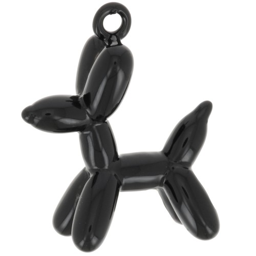 Breloque chien ballon 20x16 mm - résine époxy - Noir x1