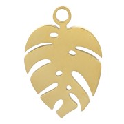 Breloque feuille de philodendron 13x9 mm - Acier inoxydable 304 Doré x1