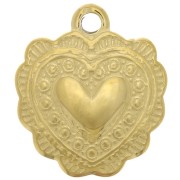 Breloque coeur travaillé 16x14 mm - Acier inoxydable 304 Doré x1