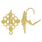 Dormeuses losange estampe 22x18 mm pour cabochon 1028 3 mm - Doré à l'or fin x2|raw }}