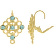 Dormeuses losange estampe 22x18 mm pour cabochon 1028 3 mm - Doré à l'or fin x2