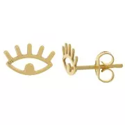 Boucles d'oreilles forme oeil 6x10 mm - Argent 925 Doré à l'or fin x2