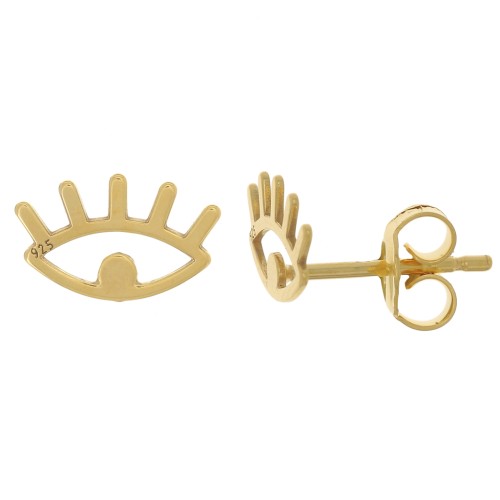 Boucles d'oreilles forme oeil 6x10 mm - Argent 925 Doré à l'or fin x2