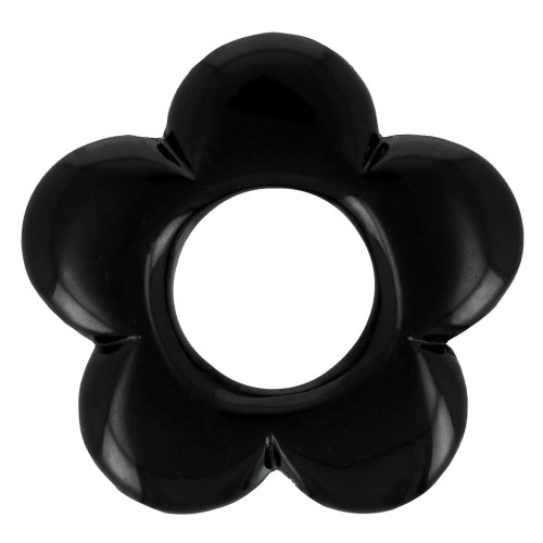 Pendentif fleur 21 mm en résine opaque - Noir x1