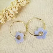 Pendentif fleur 21 mm en résine transparente - Bleu clair Mat x1