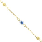 Chaîne maille Forçat avec petites boules et oeil en résine époxy 4 mm - Doré x50cm