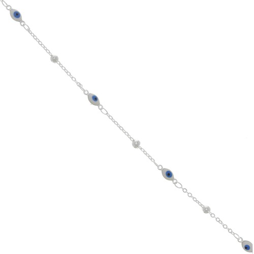 Chaîne maille Forçat avec petites boules & oeil en résine époxy 4 mm Argenté x50cm