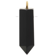 Pendentif pendule 26x8 mm en pierre gemme - Onyx noir - Argent 925 Doré à l'or fin|raw }}