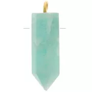 Pendentif pendule 25x8 mm en pierre gemme - Amazonite - Argent 925 Doré à l'or fin