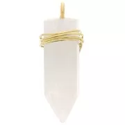 Pendentif pendule 25x7mm - pierre gemme - Pierre de lune - Arg 925 Doré à l'or fin