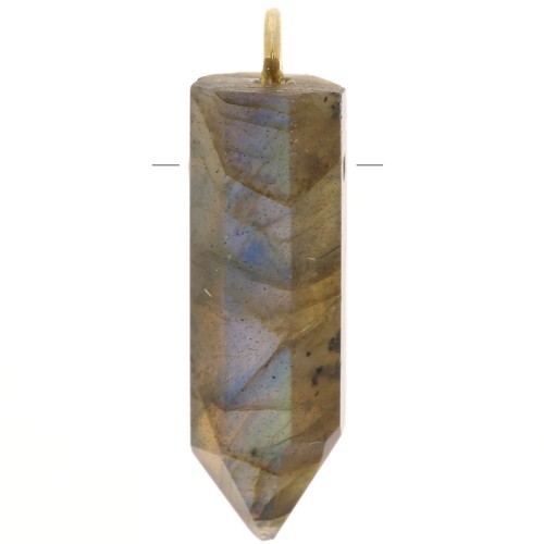 Pendentif pendule 26x7mm - pierre gemme - Labradorite - Argent 925 Doré à l'or fin