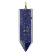 Pendentif pendule 25x7 mm en pierre gemme - Lapis lazuli - Arg 925 Doré à l'or fin