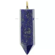Pendentif pendule 25x7 mm en pierre gemme - Lapis lazuli - Arg 925 Doré à l'or fin