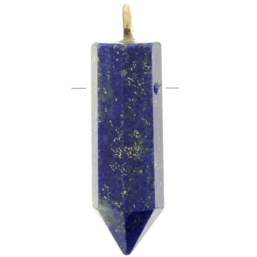 Pendentif pendule 25x7 mm en pierre gemme - Lapis lazuli - Arg 925 Doré à l'or fin