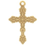 Pendentif croix ornée d'arabesques 20x13 mm - Argent 925 Doré à l'or fin x1