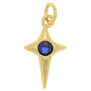 Breloque croix avec oxyde de Zirconium14x8 mm - Doré - Bleu foncé x1