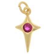 Breloque croix avec oxyde de Zirconium14x8 mm - Doré - Fuchsia x1|raw }}