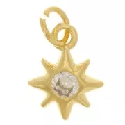 Breloque étoile du nord avec oxyde de Zirconium 10x8 mm - Doré à l'or fin x1