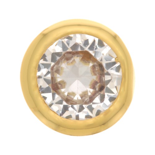 Pendentif rond avec un oxyde de Zirconium 6 mm - Doré - Crystal x1