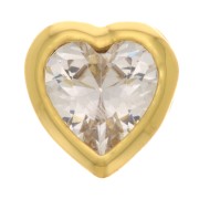 Pendentif coeur avec un oxyde de Zirconium  7 mm - Doré - Crystal x1|raw }}