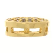 Pendentif lune avec oxydes de Zirconium 8x6 mm - Doré - Crystal x1