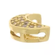 Pendentif lune avec oxydes de Zirconium 8x6 mm - Doré - Crystal x1