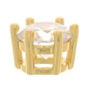 Pendentif rond avec oxyde de Zirconium 8 mm - Doré - Crystal x1