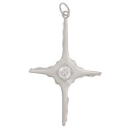 Pendentif croix 40x25 mm avec un oxyde de Zirconium  - Rhodié - Crystal x1|raw }}