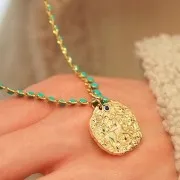 Pendentif rond irrégulier 21 mm avec oxydes de Zirconium - signe du zodiaque Bélier - Doré x1