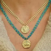 Pendentif rond irrégulier 21 mm avec oxydes de Zirconium - signe du zodiaque Balance - Doré x1