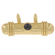 Pendentif tube ethnique 9x19 mm avec cabochon en verre - Doré - Bleu foncé x1|raw }}