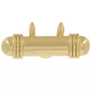 Pendentif tube ethnique 9x19 mm avec cabochon en verre - Doré - Bleu foncé x1