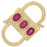 Fermoir design à clipser double ouverture 23x14mm avec oxydes de Zirconium - Doré - Fuchsia|raw }}