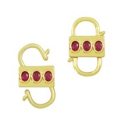 Fermoir design à clipser double ouverture 23x14mm avec oxydes de Zirconium - Doré - Fuchsia