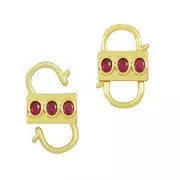 Fermoir design à clipser double ouverture 23x14mm avec oxydes de Zirconium - Doré - Fuchsia