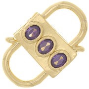 Fermoir design à clipser double ouverture 23x14mm avec oxydes de Zirconium - Doré - Violet|raw }}