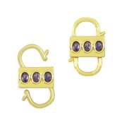 Fermoir design à clipser double ouverture 23x14mm avec oxydes de Zirconium - Doré - Violet