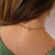 Fermoir design à clipser double ouverture 24x14 mm avec oxyde de Zirconium  - Doré - Fuchsia