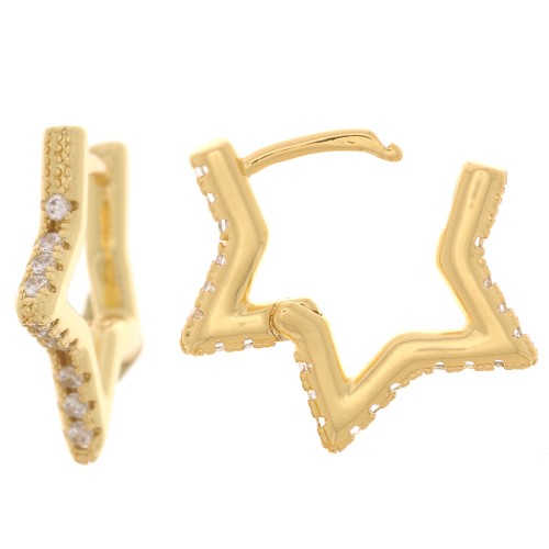 Dormeuses forme étoile avec oxydes de zirconium 19x21 mm - Doré - Crystal x2