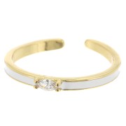 Bague fine réglable - résine époxy et Oxyde de Zirconium -Doré Blanc - Crystal x1|raw }}