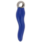 Breloque piment 17.5x4.5 mm en résine époxy - Acier inoxydable 304 - Bleu foncé x1