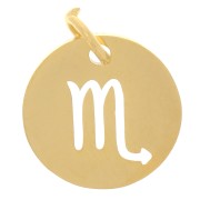 Breloque ronde signe du zodiaque Scorpion 12 mm - Acier inoxydable 304 Doré x1