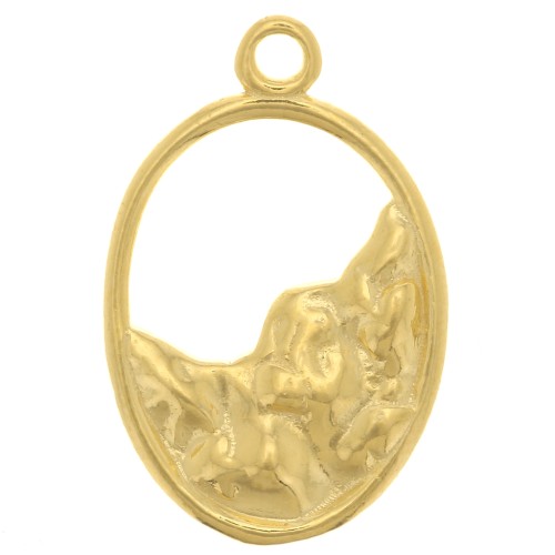 Pendentif ovale évidé martelé 19x12 mm - Argent 925 Doré à l'or fin x1