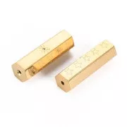 Perle cylindre à motifs avec oxydes de Zirconium  26x9 mm - Acier inoxydable 304 Doré x1