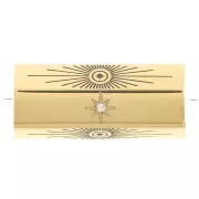 Perle cylindre avec motifs et oxydes de Zirconium  20x9 mm - Acier inoxydable 304 Doré x1