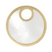 Breloque ronde 12 mm avec nacre - Acier inoxydable 316L Doré x1|raw }}