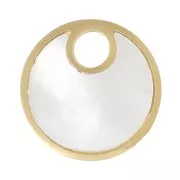 Breloque ronde 12 mm avec nacre - Acier inoxydable 316L Doré x1